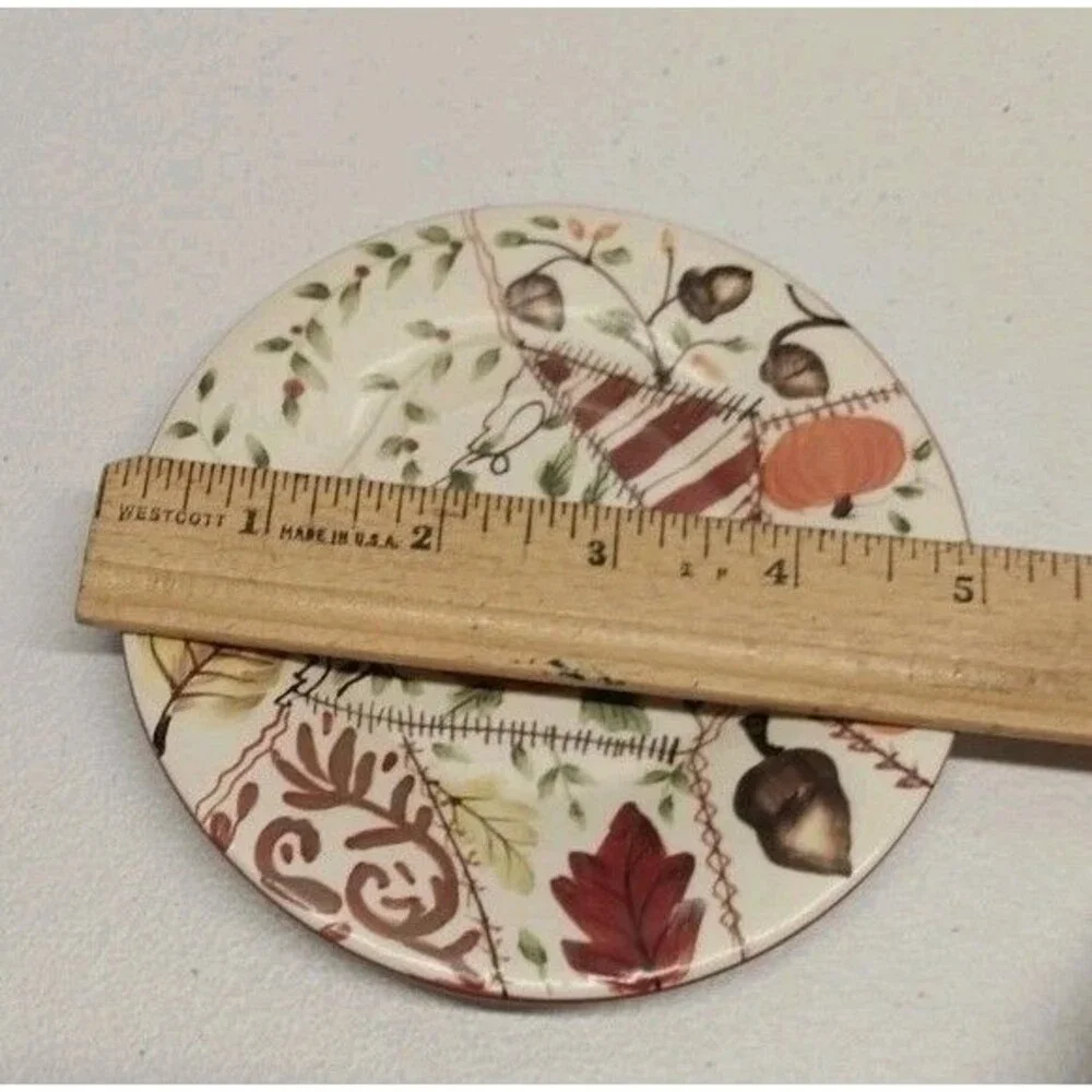 Yankee Candle Small Jar Ceramic Shade & Plate Patchwork Fall Pumpkin Leaf